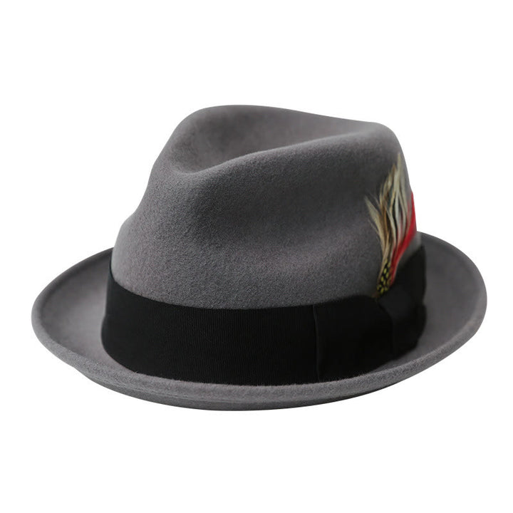 Sombrero de vaquero para hombre con lazo de plumas y cinta decorativa - Gris #2 - M (22 1/2"-22 7/8") - image 4