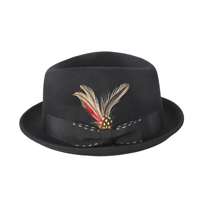 Sombrero de vaquero para hombre con lazo de plumas y cinta decorativa - Negro - M (22 1/2"-22 7/8") - image 5