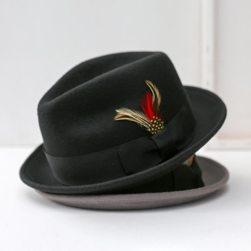Sombrero de vaquero para hombre con lazo de plumas y cinta decorativa - image 2