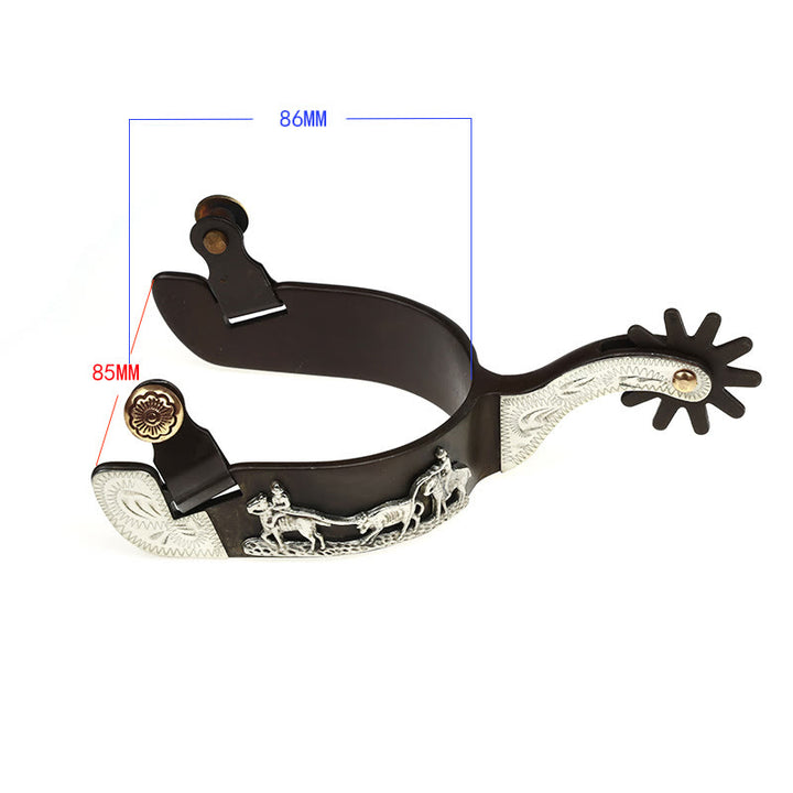 Espuelas de vaquero con incrustaciones de cobre y bordes tallados - image 4