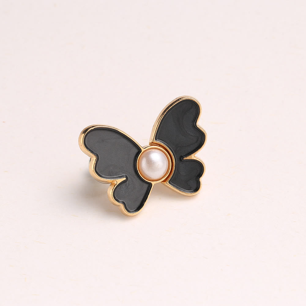 Clip para cinturón de pantalones sin clavos con diseño de perla y mariposa para mujer - Mariposa perla - Negro - image 6