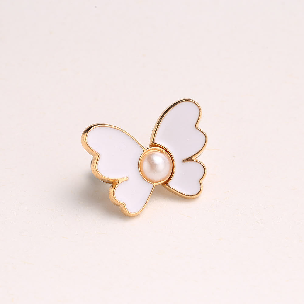 Clip para cinturón de pantalones sin clavos con diseño de perla y mariposa para mujer - Mariposa perla - Blanco - image 5