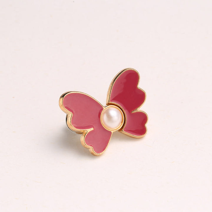 Clip para cinturón de pantalones sin clavos con diseño de perla y mariposa para mujer - Mariposa perla - Rojo - image 8