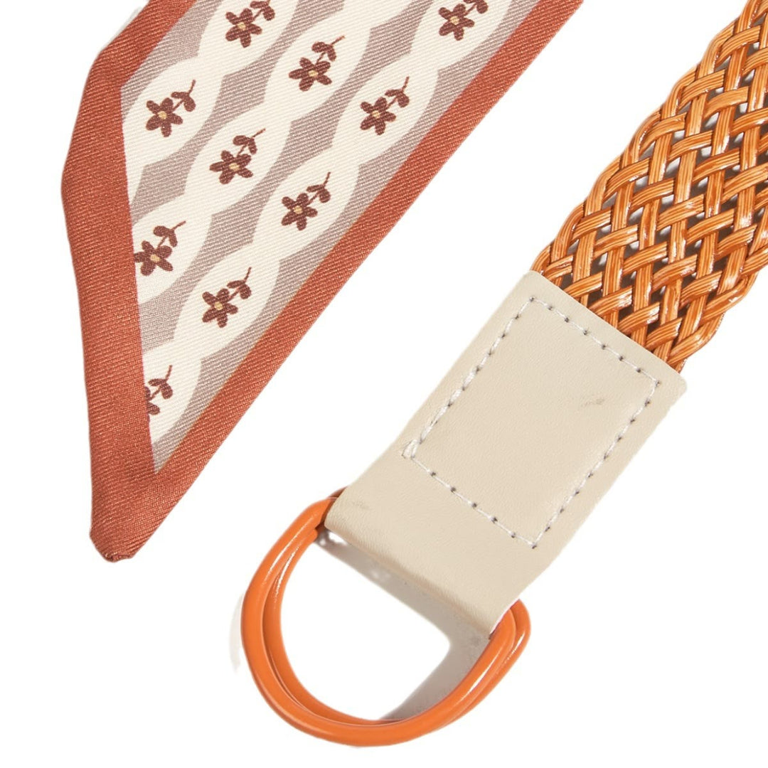 Cinturón de seda para mujer con hebilla de doble bucle y tejido estampado - image 3