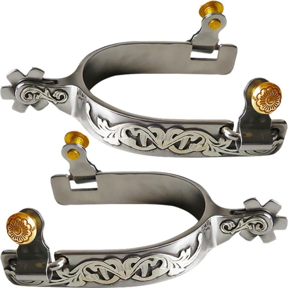 Espuelas de vaquero de Halloween talladas a mano en plata con engranajes - image 3