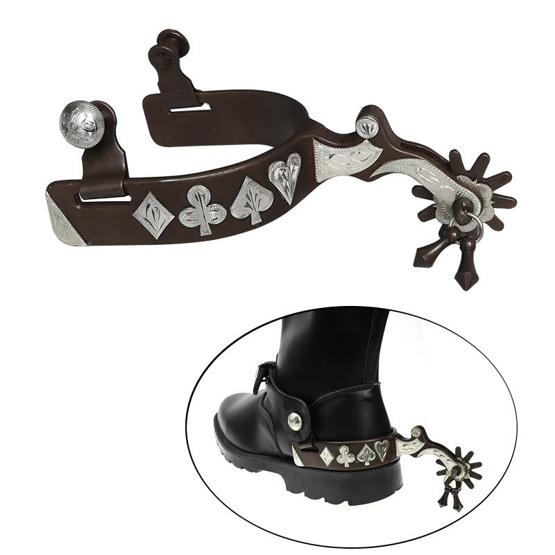 Espuelas de vaquero cuadradas con forma de corazón talladas para Halloween con colgante - Marrón - image 1