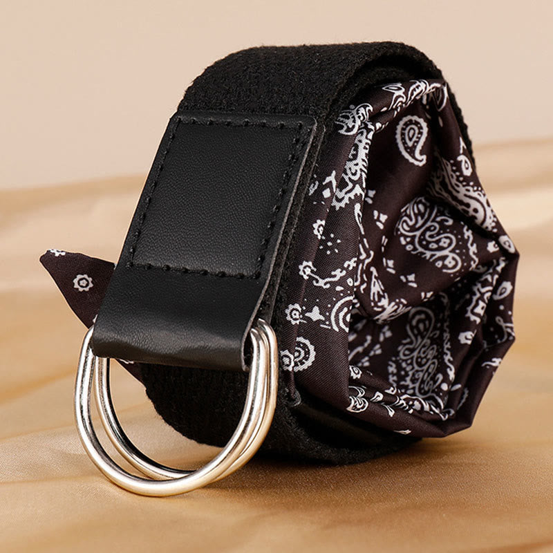 Cinturón de seda estampado de doble vuelta negro de moda - image 4