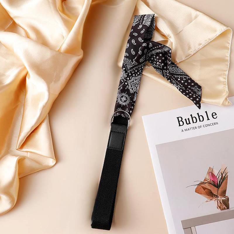Cinturón de seda estampado de doble vuelta negro de moda - image 1