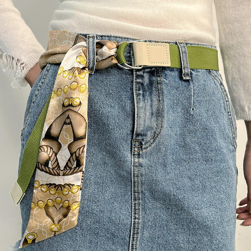 Cinturón de seda verde con estampado de doble vuelta de moda - Verde - image 0