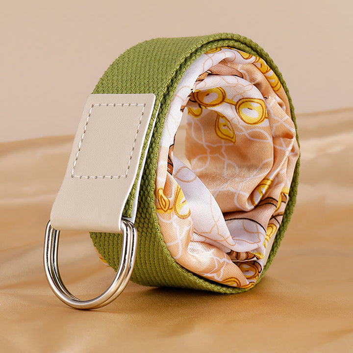 Cinturón de seda verde con estampado de doble vuelta de moda - image 4
