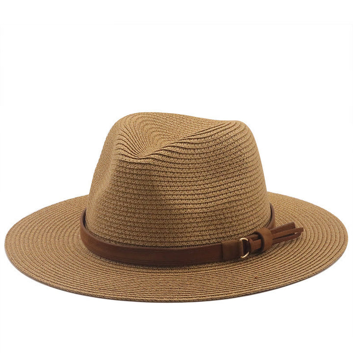 Sombrero de vaquero de punto para hombre con cinturón marrón y parasol para exteriores - Caqui - M (22"-22 7/8") - image 0