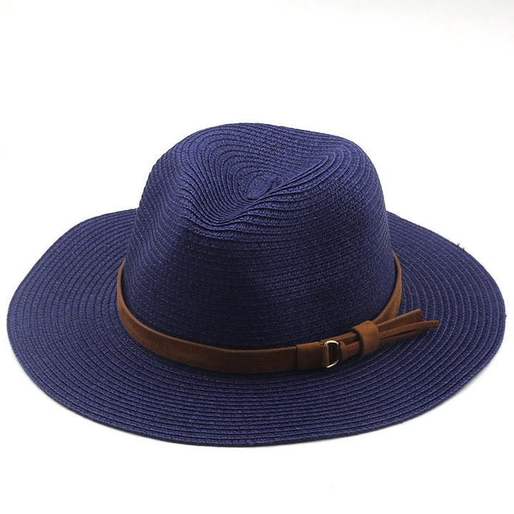 Sombrero de vaquero de punto para hombre con cinturón marrón y parasol para exteriores - Azul marino - M (22"-22 7/8") - image 4