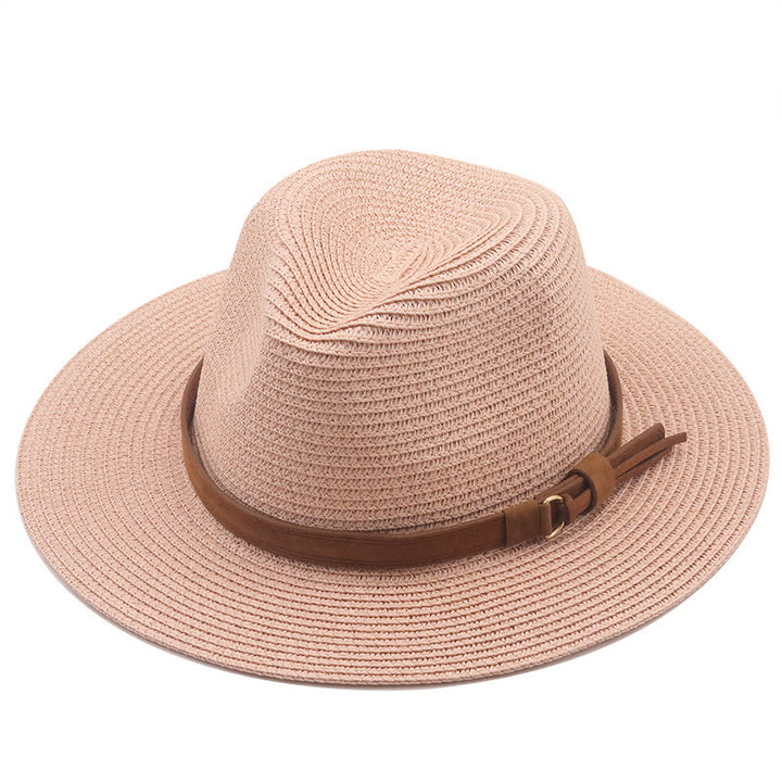 Sombrero de vaquero de punto para hombre con cinturón marrón y parasol para exteriores - Rosa - M (22"-22 7/8") - image 2