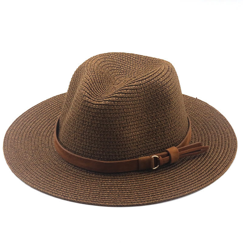 Sombrero de vaquero de punto para hombre con cinturón marrón y parasol para exteriores - Café - M (22"-22 7/8") - image 7