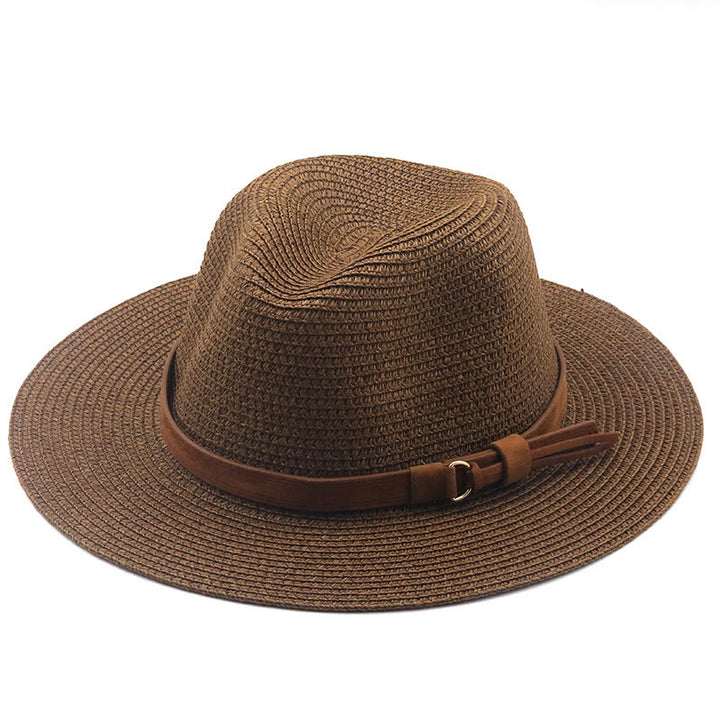 Sombrero de vaquero de punto para hombre con cinturón marrón y parasol para exteriores - Café - M (22"-22 7/8") - image 7