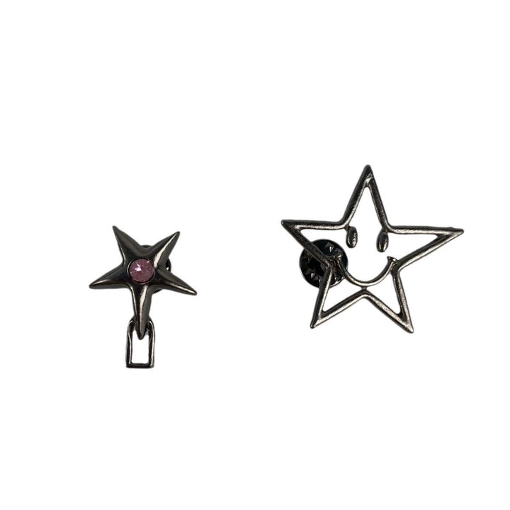 Clip para cinturón con forma de pentagrama y cara sonriente hueca negra - image 3
