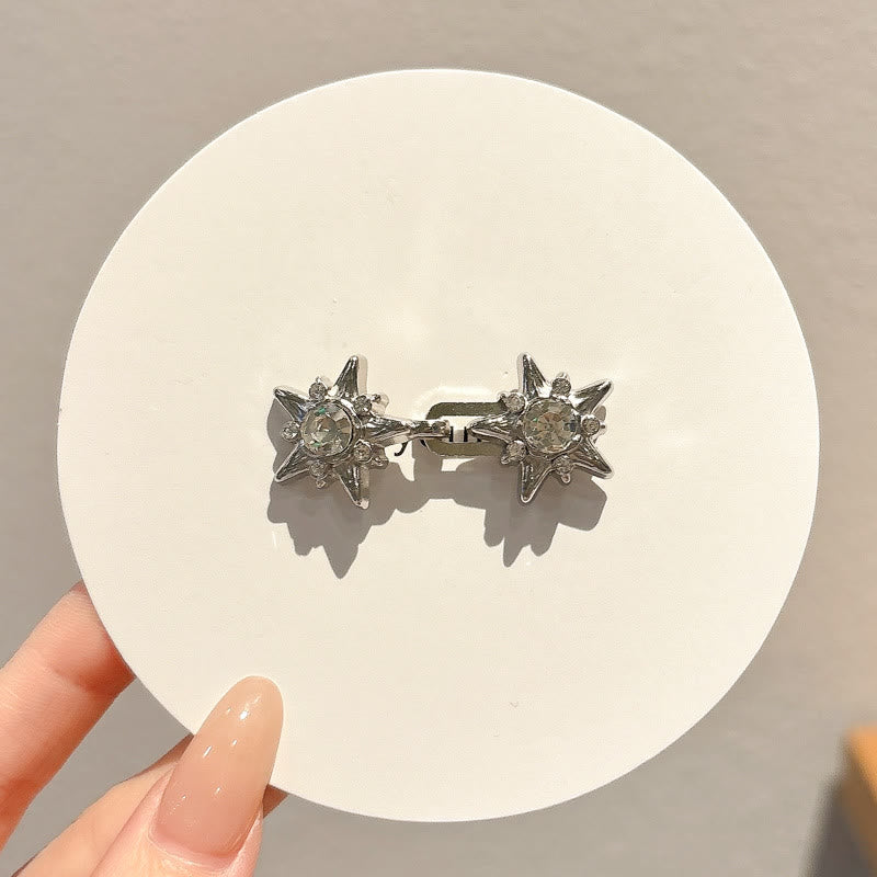 Clip para cinturón con ajuste de cintura con incrustaciones de diamantes y pentagrama plateado - image 2