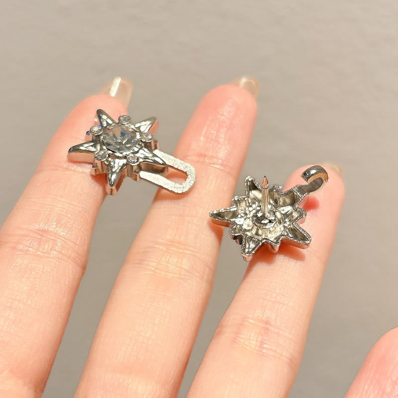 Clip para cinturón con ajuste de cintura con incrustaciones de diamantes y pentagrama plateado - image 1