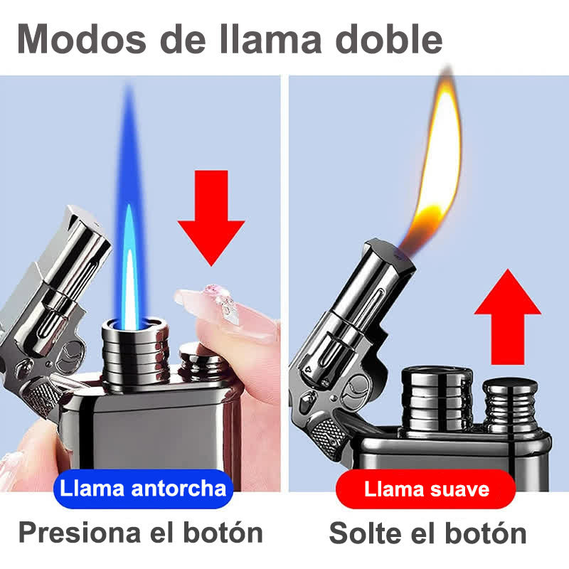Encendedor de butano recargable de doble llama con diseño de cocodrilo y reloj - image 4