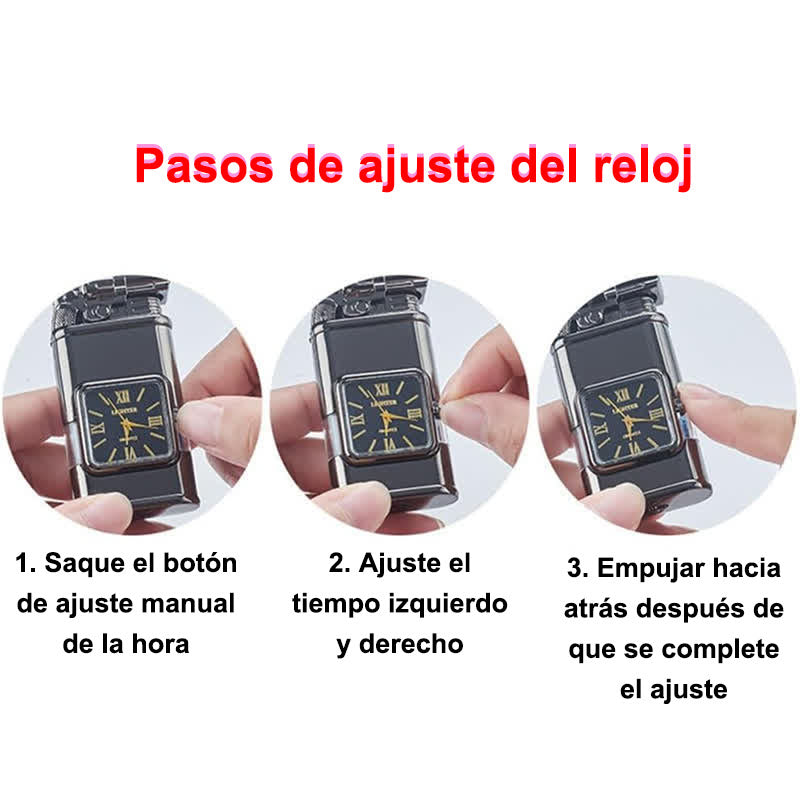 Encendedor de butano recargable de doble llama con diseño de cocodrilo y reloj - image 5