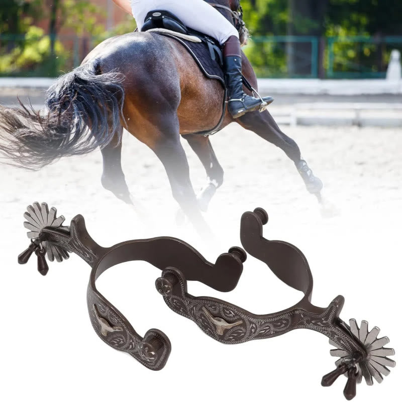 Espuelas de vaquero talladas a mano y exquisitas de plata para Halloween - image 2