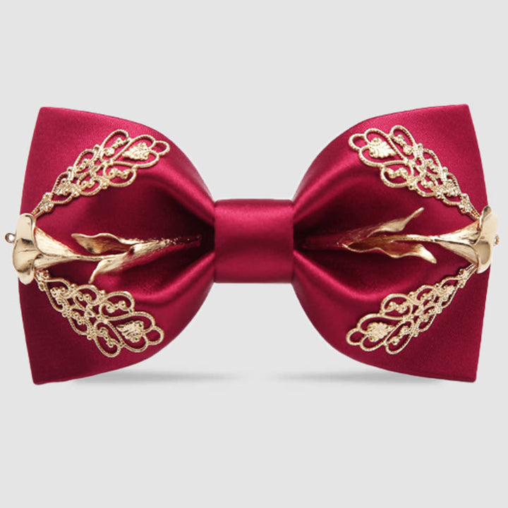 Pajarita para hombre con flores doradas de cala - Rojo - image 0