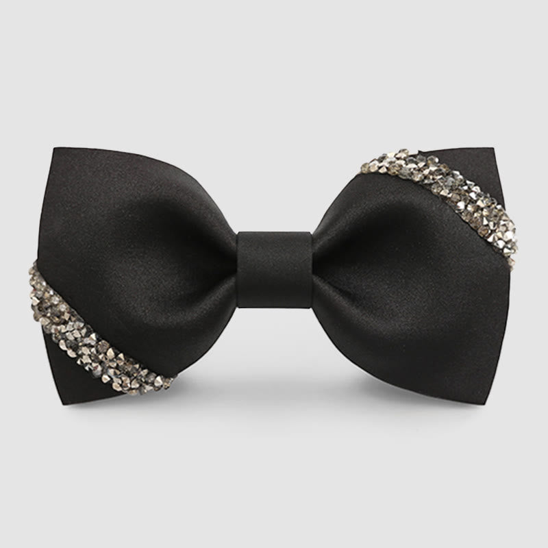 Pajarita de boda elegante con diamantes de imitación para hombre - Negro - image 3