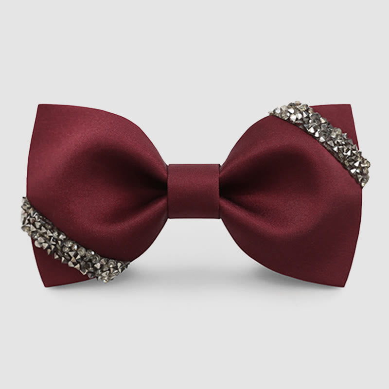 Pajarita de boda elegante con diamantes de imitación para hombre - borgoña - image 0