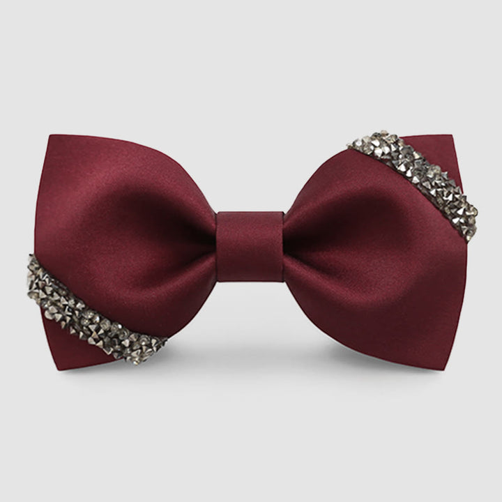 Pajarita de boda elegante con diamantes de imitación para hombre - borgoña - image 0