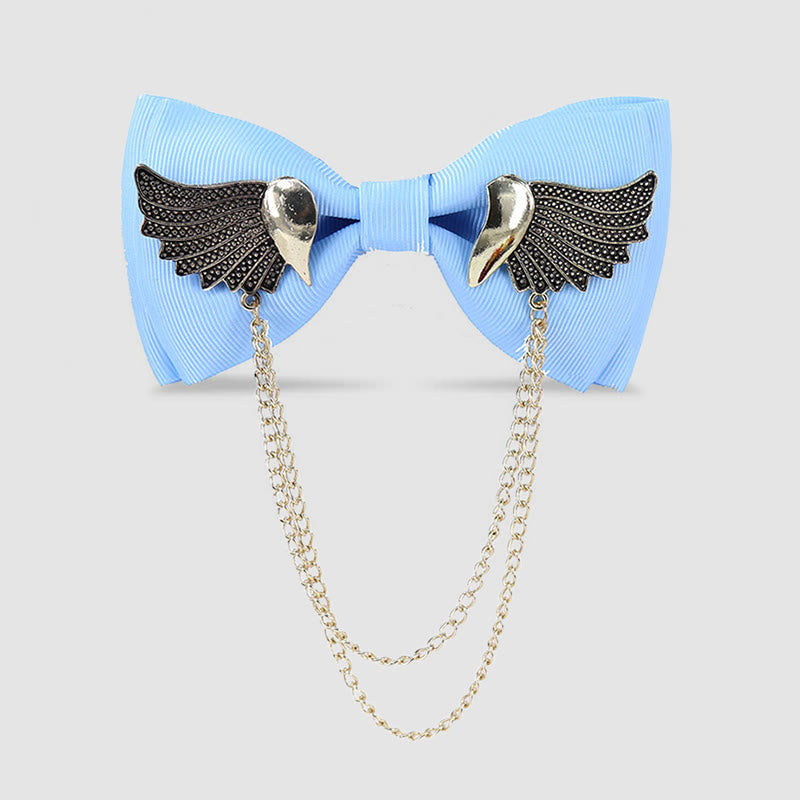 Pajarita con cadena y alas doradas para hombre - Celeste - image 10