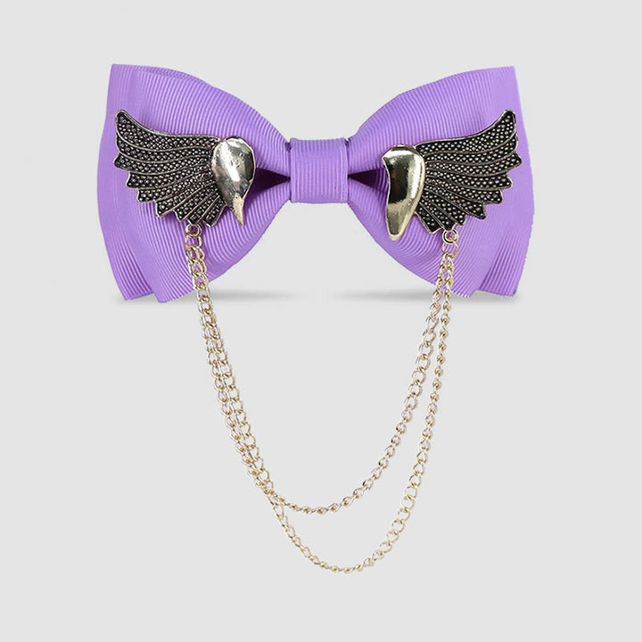 Pajarita con cadena y alas doradas para hombre - Violeta - image 3