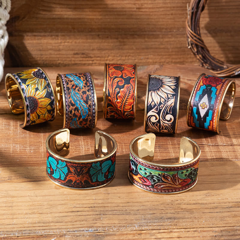 Pulsera vintage con apertura de flor de girasol colorida - image 0