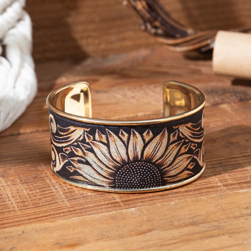 Pulsera vintage con apertura de flor de girasol colorida - Girasol - image 1