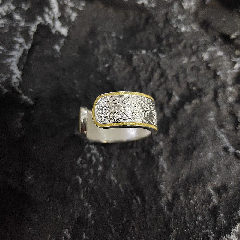 Anillo con diseño de hierba, dorado y plateado, con apertura ajustable - image 2