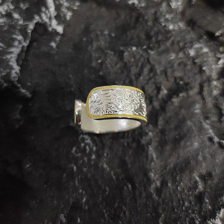 Anillo con diseño de hierba, dorado y plateado, con apertura ajustable - image 2
