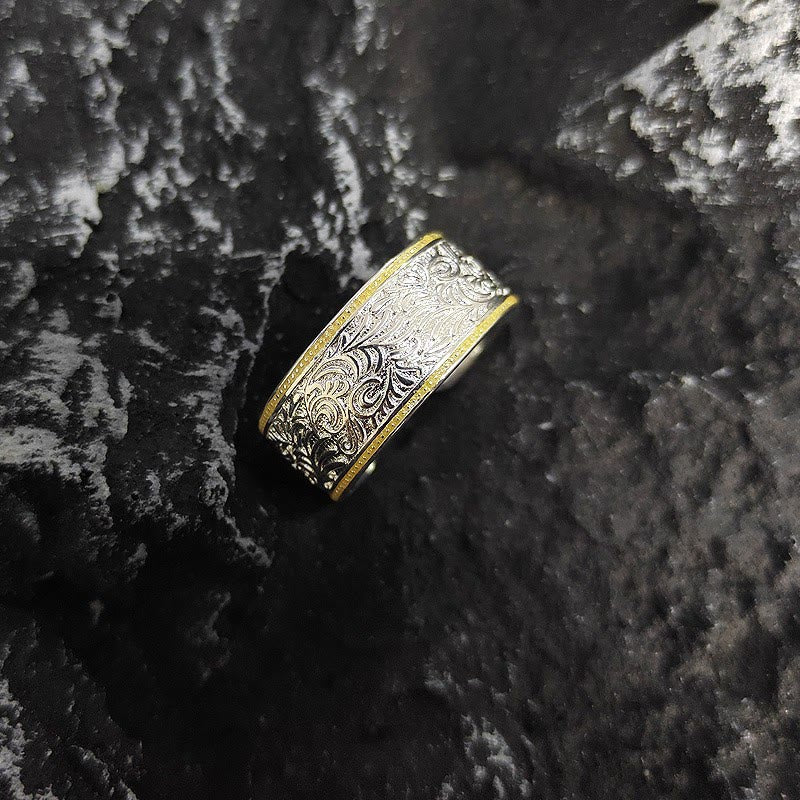 Anillo con diseño de hierba, dorado y plateado, con apertura ajustable - image 1