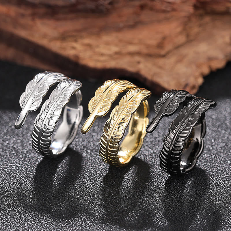 Anillo ajustable vintage de hoja de plátano de cobre de color sólido - image 1