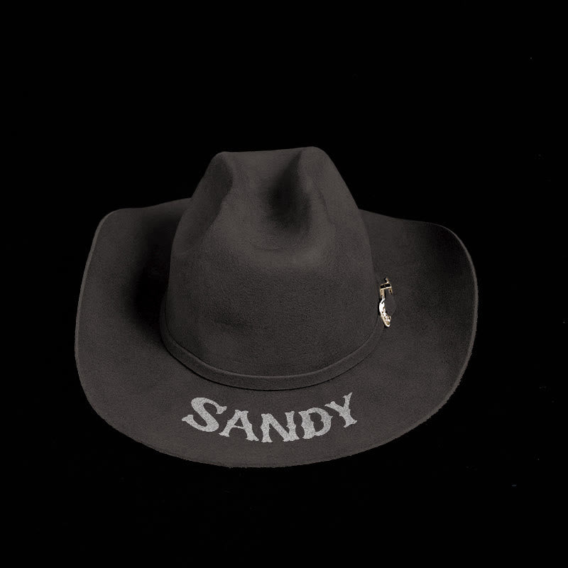 Sombrero de vaquero de color sólido con texto personalizable y cinturón - image 11