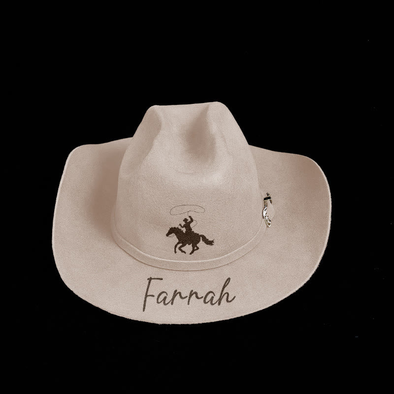 Sombrero de vaquero con texto y cinturón personalizables con estampado de equitación - image 0