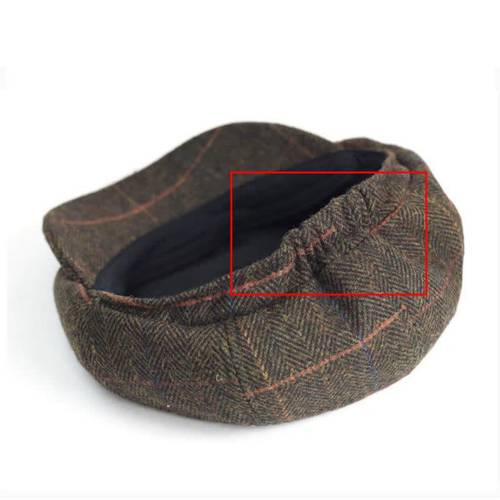 Boina octogonal de mezcla de lana cálida con diseño de espiga y cuadros - image 5