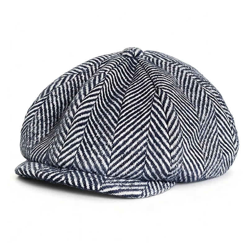 Boina octogonal de lana de invierno con estampado de espiga azul marino - Marina de guerra - XL (24"-24 1/2") - image 0