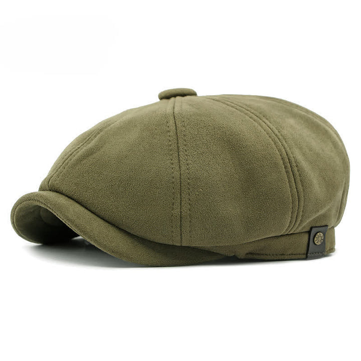 Boina octogonal de gamuza de color sólido estilo retro - Verde militar - Ajustable (21 5/8"-23 1/4") - image 13