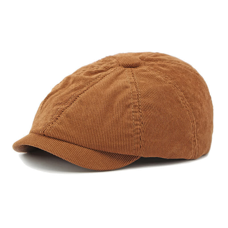 Gorro de boina octogonal Newsboy de pico de pato de pana - Chocolate - Ajustable (21 5/8"-23 1/4") - image 0