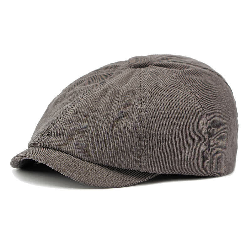 Gorro de boina octogonal Newsboy de pico de pato de pana - Gris - Ajustable (21 5/8"-23 1/4") - image 6