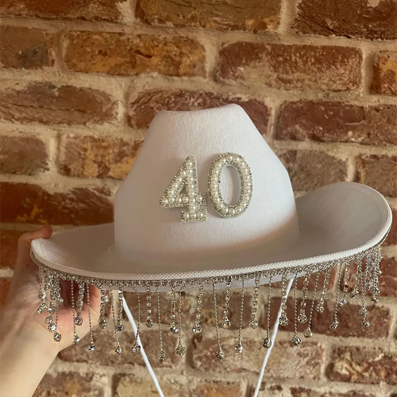 Pegatina digital con letras para sombrero de vaquero, diseño de borlas y perlas - image 2