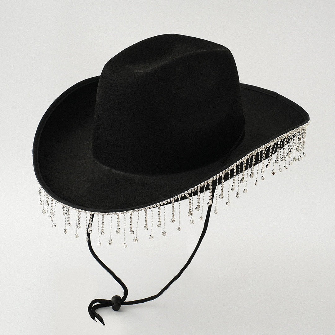 Pegatina digital con letras para sombrero de vaquero, diseño de borlas y perlas - Negro - M(22"-22 7/8") - image 4