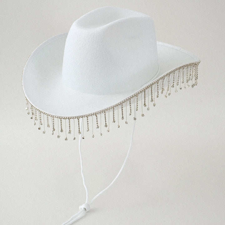 Pegatina digital con letras para sombrero de vaquero, diseño de borlas y perlas - Blanco - M(22"-22 7/8") - image 1