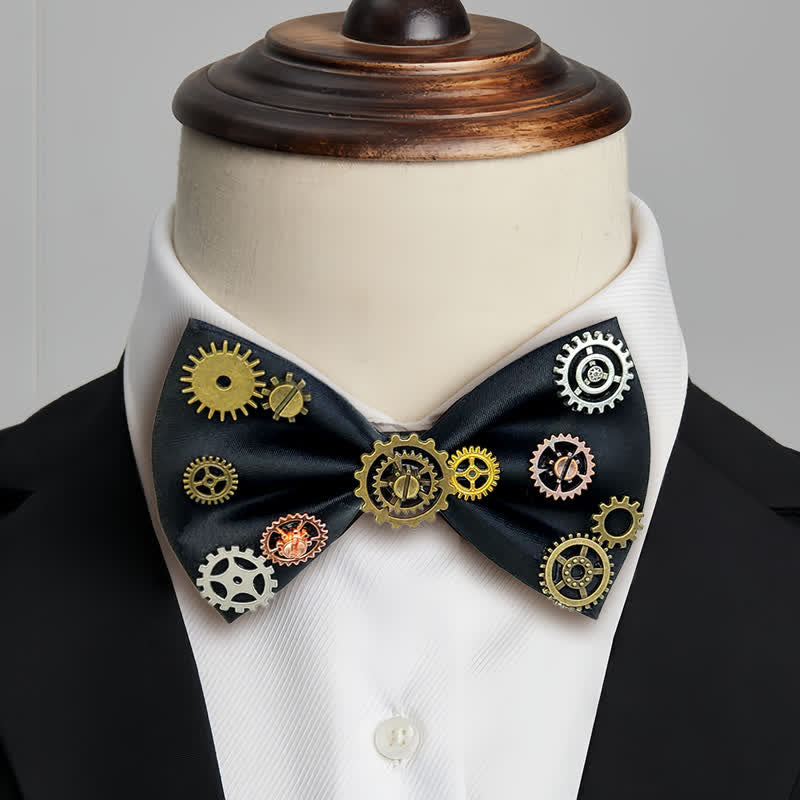 Pajarita con adornos de estilo steampunk de estética industrial - Negro - image 0