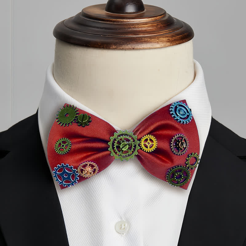 Pajarita con adornos de estilo steampunk de estética industrial - Rojo - image 6