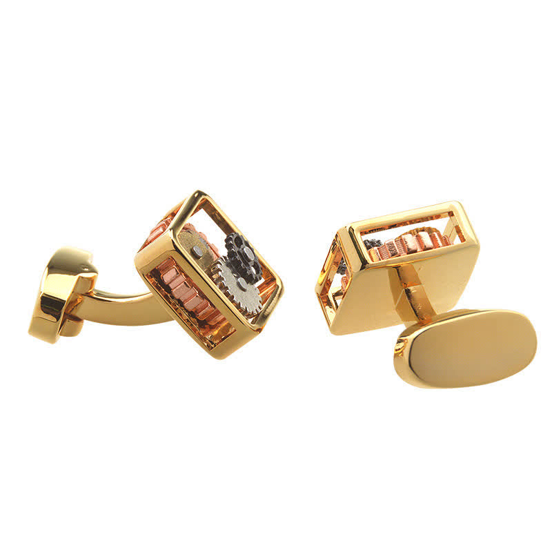 Gemelos Steampunk con engranajes mecánicos cuadrados para hombre - image 1